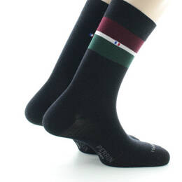 Lot de 2 paires de chaussettes homme en laine peignée Bandes colorées Noir