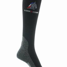 Mi-bas d'équitation mixtes en laine et soie Jupiter Noir