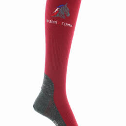Mi-bas d'équitation mixtes en laine et soie Jupiter Rouge