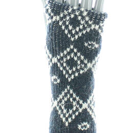 Mitaines femme en laine Mohair et maille Jacquard Marine