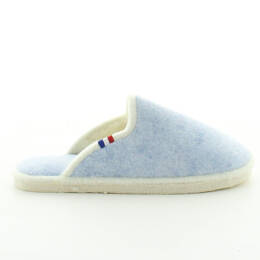 Mules femme laine bleu ciel chiné