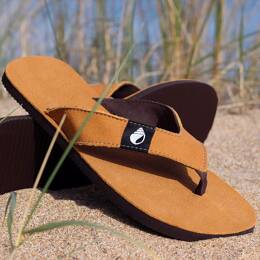 Vagatong Caramel - Tong homme Jo Bigorneau en cuir camel clair