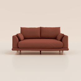 Canapé 2 places  - Tissu Terracotta - Design et confortable - Fabriqué en France - Tediber
