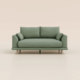 Canapé 2 places - Tissu Vert Sauge - Design et confortable - Fabriqué en France - Tediber