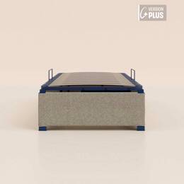 Sommier coffre 90x190 cm Plus - Gris - Acier recyclé et lattes en bois - Grand volume de rangement - Ouverture facile - Fait en France - Tediber