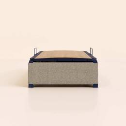 Sommier coffre 90x190 cm - Gris - Acier recyclé et lattes en bois - Grand volume de rangement - Ouverture facile - Fait en France - Tediber