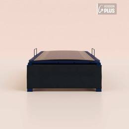 Sommier coffre 90x200 cm Plus - Noir Anthracite - Acier recyclé et lattes en bois - Grand volume de rangement - Ouverture facile - Fait en France - Tediber