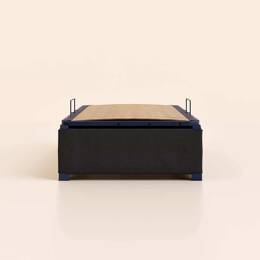 Sommier coffre 90x200 cm - Noir - Acier recyclé et lattes en bois - Grand volume de rangement - Ouverture facile - Fait en France - Tediber