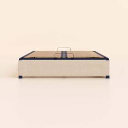 Sommier coffre 160x200 cm - Beige - Acier recyclé et lattes en bois - Grand volume de rangement - Ouverture facile - Fait en France - Tediber
