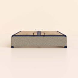 Sommier coffre 140x190 cm - Gris - Acier recyclé et lattes en bois - Grand volume de rangement - Ouverture facile - Fait en France - Tediber