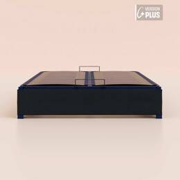 Sommier coffre 140x190 cm Plus - Noir Anthracite - Acier recyclé et lattes bois - Grand volume de rangement - Ouverture facile - Fait en France - Tediber