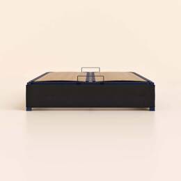 Sommier coffre 140x200 cm - Noir - Acier recyclé et lattes en bois - Grand volume de rangement - Ouverture facile - Fait en France - Tediber