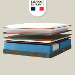 Matelas Français avec Surmatelas Haut de Gamme - 140x200 - Ressorts Ensachés - Accueil Moelleux - Matelas Brume - Dormez Français