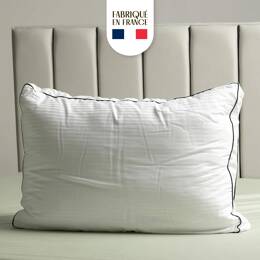 Oreiller Cocon - 70x50 - Fabriqué en France - Anti-acarien - 100 % Coton - Double Confort Souple et Ferme - Dormez Français