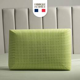 Oreiller Aloe Vera - 60x40 - Fabriqué en France - Accueil Souple et Soutien Cervical - Oeko - Tex - Dormez Français