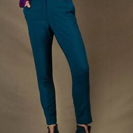 Pantalon Tailleur Femme Cigarette Laine Bleu canard - Conception