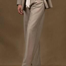 Pantalon Tailleur Femme Large Gris Clair en Laine – Illusion