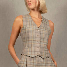 Gilet Costume Tailleur Femme Carreau en Laine - Conception
