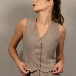 Gilet Tailleur Femme Laine Grège – Conception