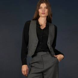 Gilet Tailleur Femme Gris Rayé - Conception