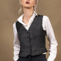 Gilet Tailleur Femme Carreaux Bleu Marine - Conception