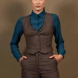 Gilet Tailleur Femme Marron Rayé - Conception