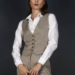 Gilet Tailleur Femme Pied de Poule beige - Conception