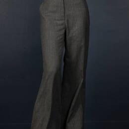 Pantalon Femme Large Laine Gris rayé - Certitude