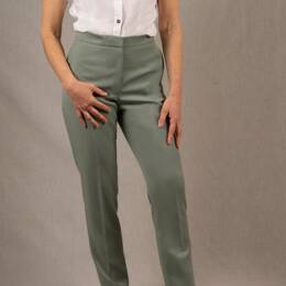 Pantalon Tailleur Femme Fitté en Laine Vert Sauge – Conception