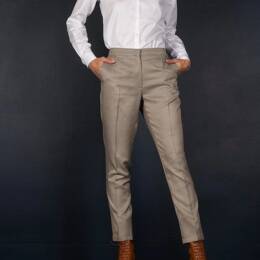 Pantalon Tailleur Femme Fitté Pied de Puces Beige - Conception