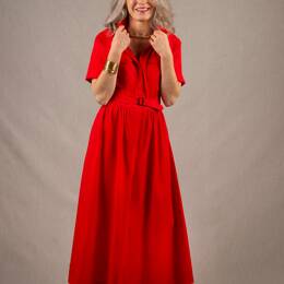 Robe Longue en Coton Rouge Coquelicot - Apparence