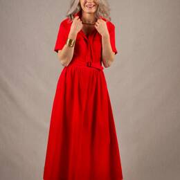 Robe Longue en Coton Rouge Coquelicot - Apparence