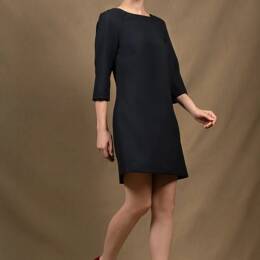 Robe Trapèze en Laine Bleu Marine - Sensation