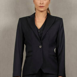 Veste Tailleur Femme Bleu Marine Rayé en Laine – Conception