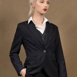 Veste Tailleur Femme Cintrée en Laine Bleue Marine - Conception