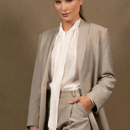 Veste Tailleur Femme en Laine Gris Clair – Illusion