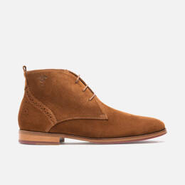 Chukka boots  made in France croûte velours marron BRETT 95 A COGNAC