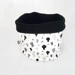 Tour de cou enfant réversible noir et blanc motifs cactus
