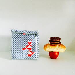 Lunch bag enduit bleu et rouge