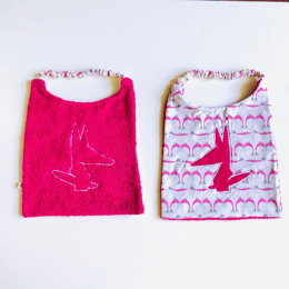 Bavoir en éponge et coton Rose Crevettes