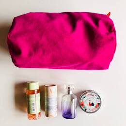 Trousse de toilette en velours rose et orange