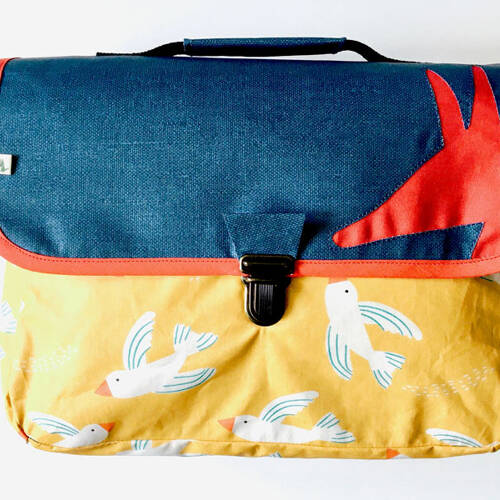Cartable maternelle léger Bleu et Jaune Oiseaux