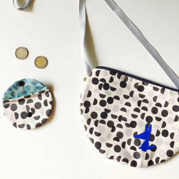 Sac à main enfant et son porte-monnaie n&b bleu argenté