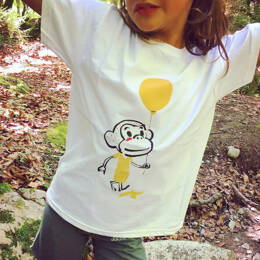 T-shirt blanc Singe au ballon