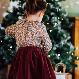 Jupe de fête enfant velours bordeaux VERVEINE