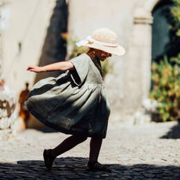 Robe fille lin olive GARDENIA