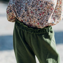 Pantalon bébé nid d’abeille olive AMANDIER