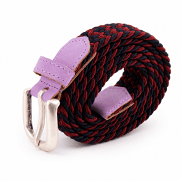 Ceinture tressée fine rouge noir