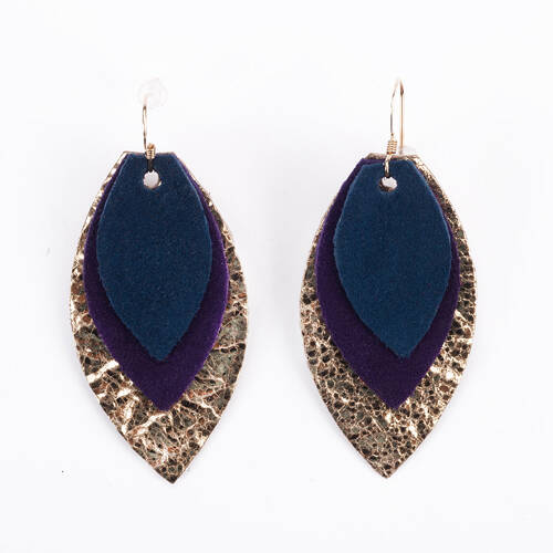 Boucles d'oreilles - Trio Gold, Violet et Bleu de Minuit