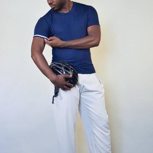 T-shirt cycliste urbain.e marine